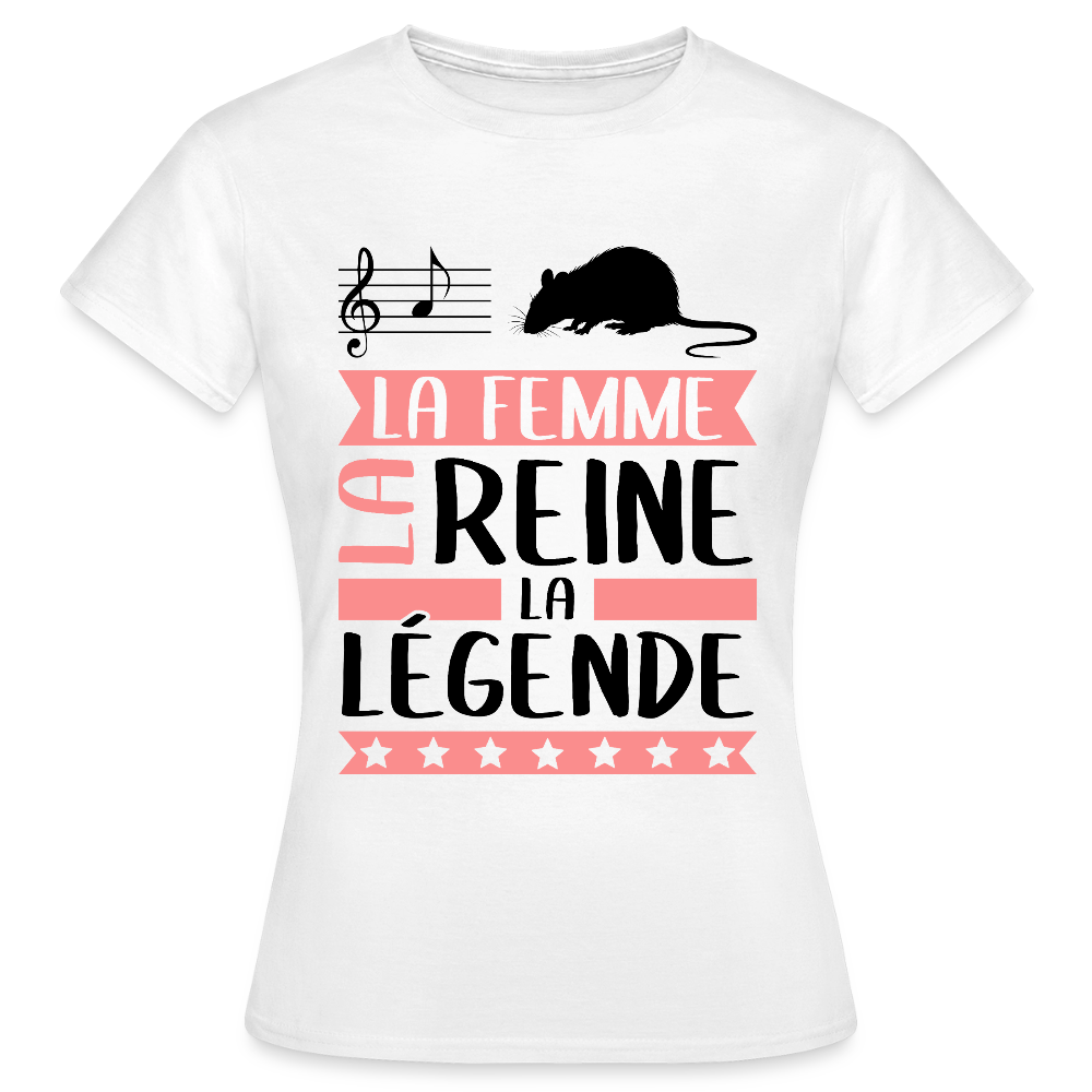 T-shirt femme coloris clair Lara rébus – La femme, la reine, la légende - blanc