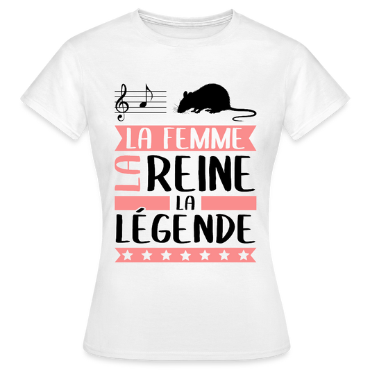 T-shirt femme coloris clair Lara rébus – La femme, la reine, la légende - blanc