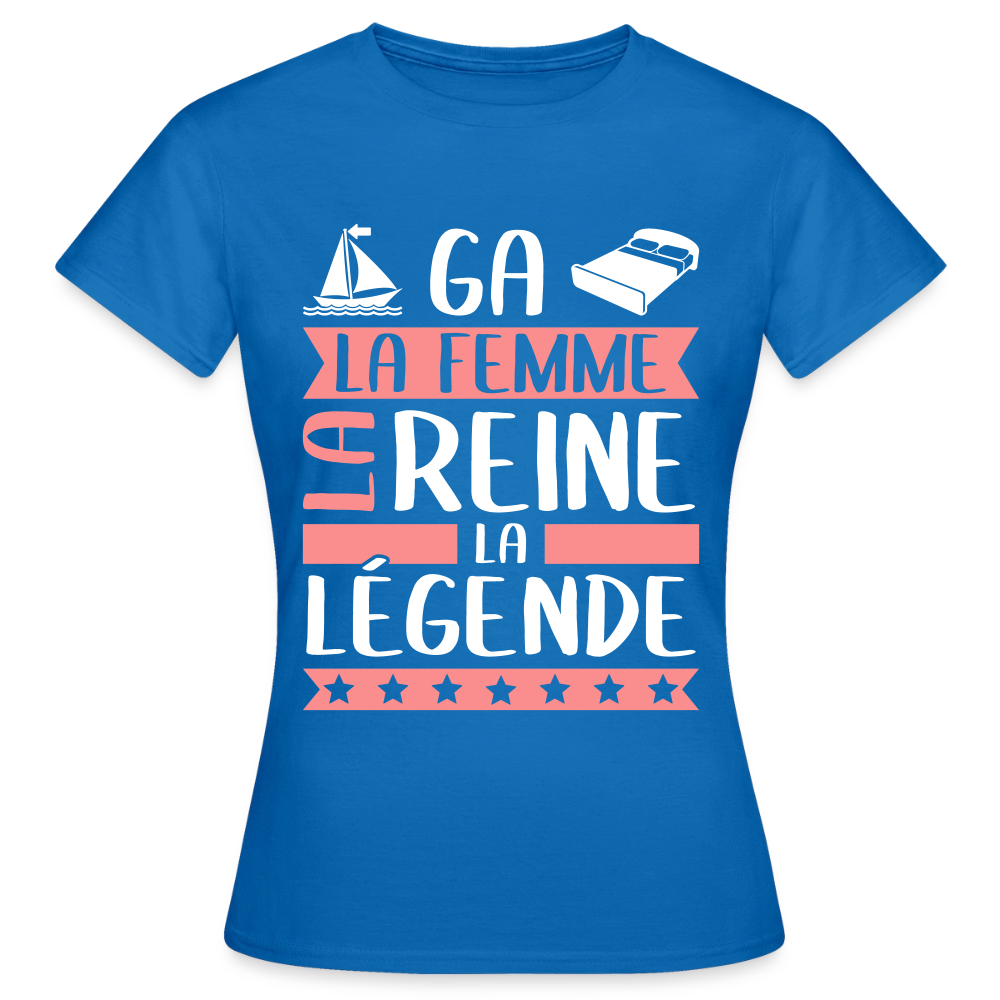 T-shirt femme Magalie rébus – La femme, la reine, la légende - bleu royal