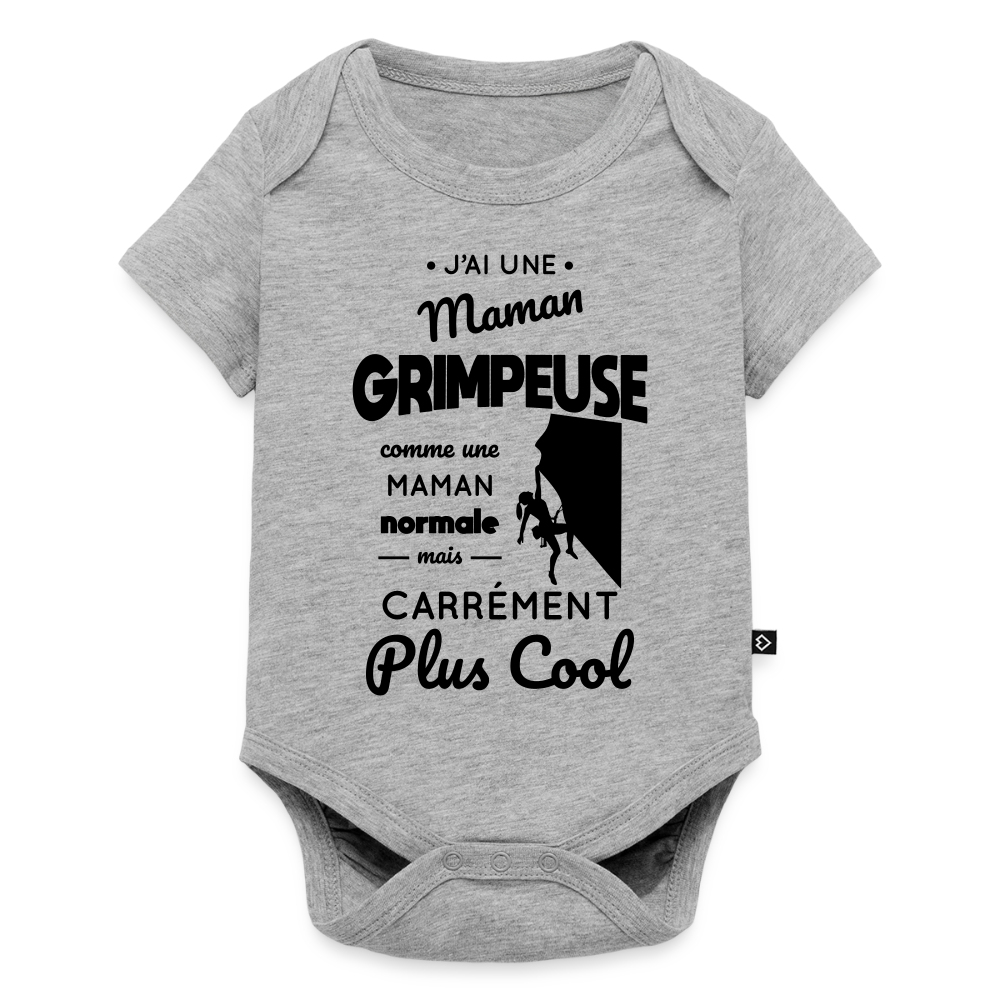 Body Bébé bio manches courtes - J'ai une maman grimpeuse - gris chiné