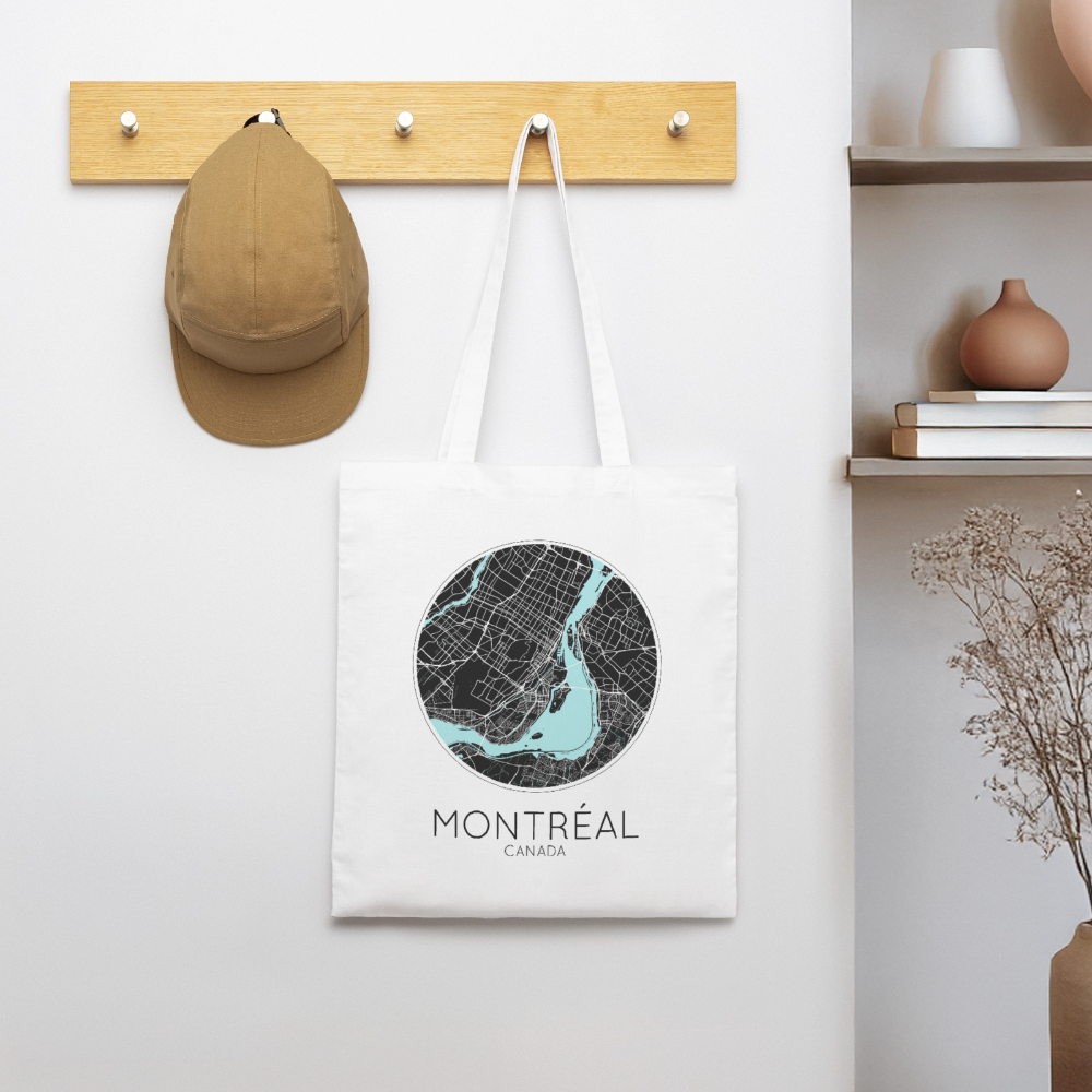 Tote Bag Montréal Bio Coloris Clair – Plan de Montréal - blanc