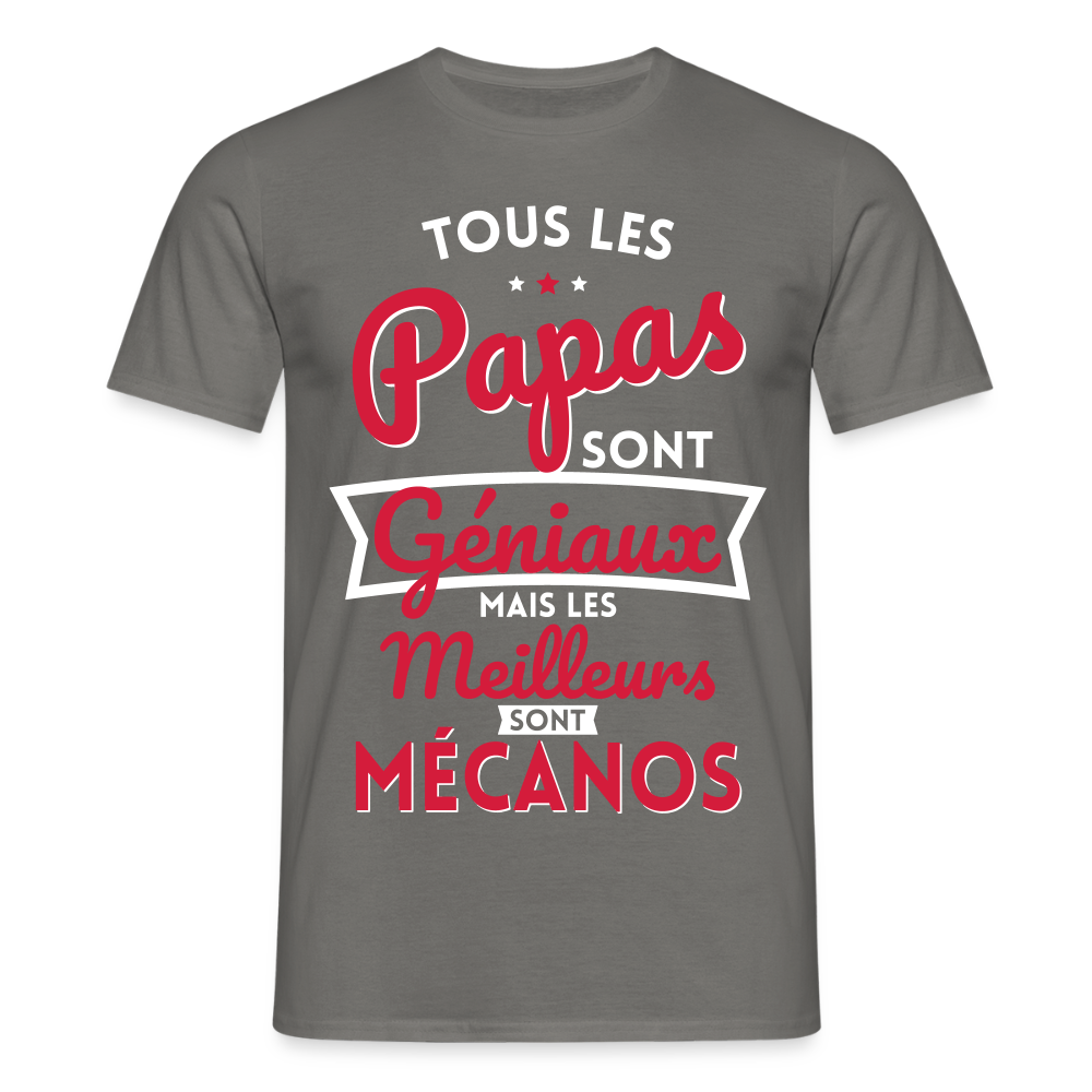 T-shirt Homme - Papas géniaux - Les meilleurs sont mécanos - gris graphite