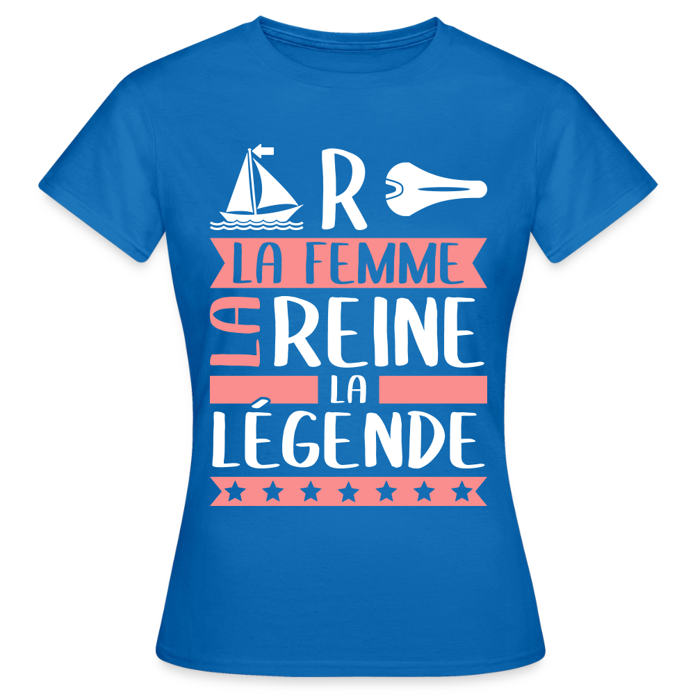 T-shirt femme Marcelle rébus – La femme, la reine, la légende - bleu royal