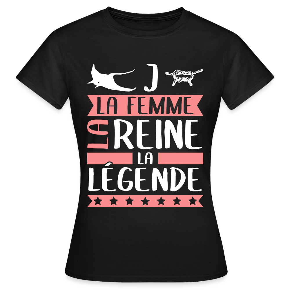 T-shirt femme Régine rébus – La femme, la reine, la légende - noir