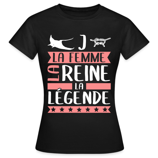 T-shirt femme Régine rébus – La femme, la reine, la légende - noir