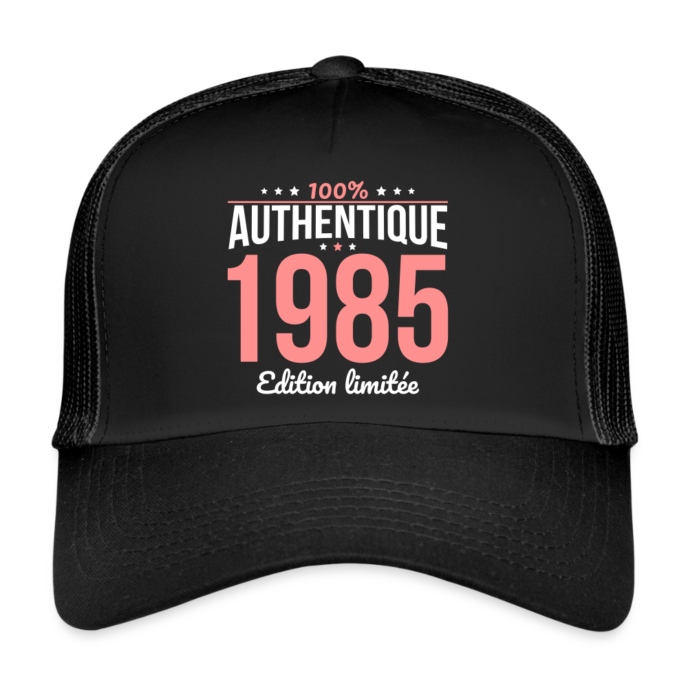 Casquette Trucker - Anniversaire 40 Ans - 100% Authentique 1985 - noir/noir