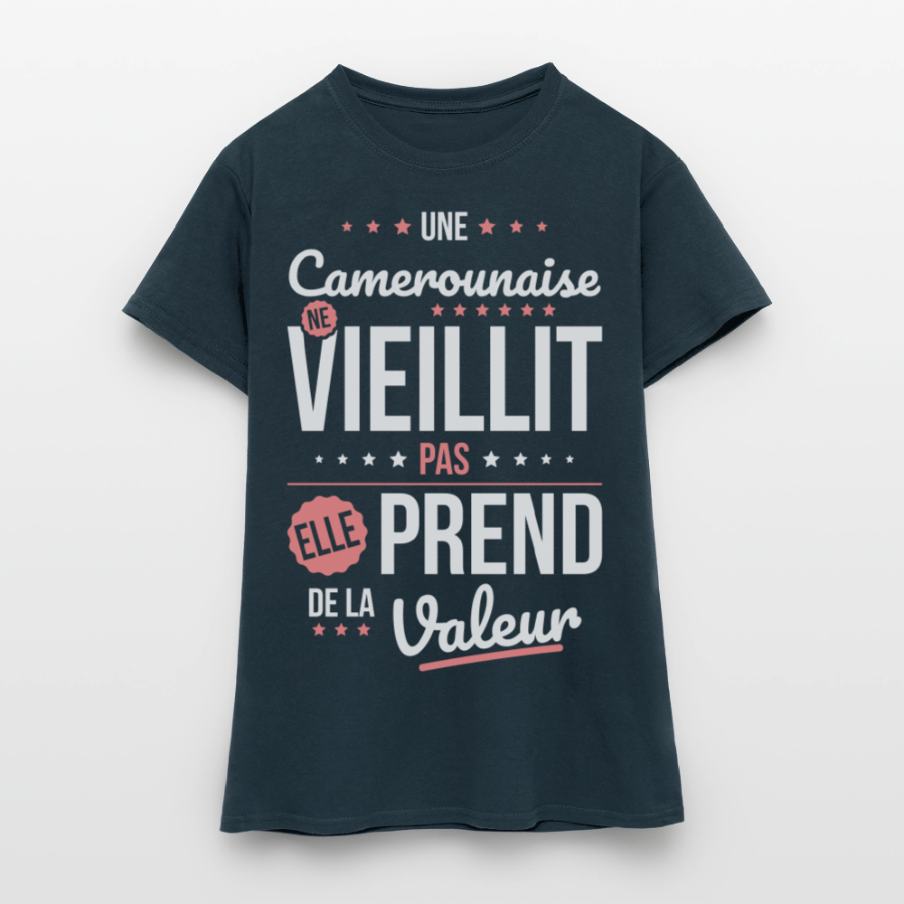T-shirt Femme -  Une Camerounaise ne vieillit pas - marine