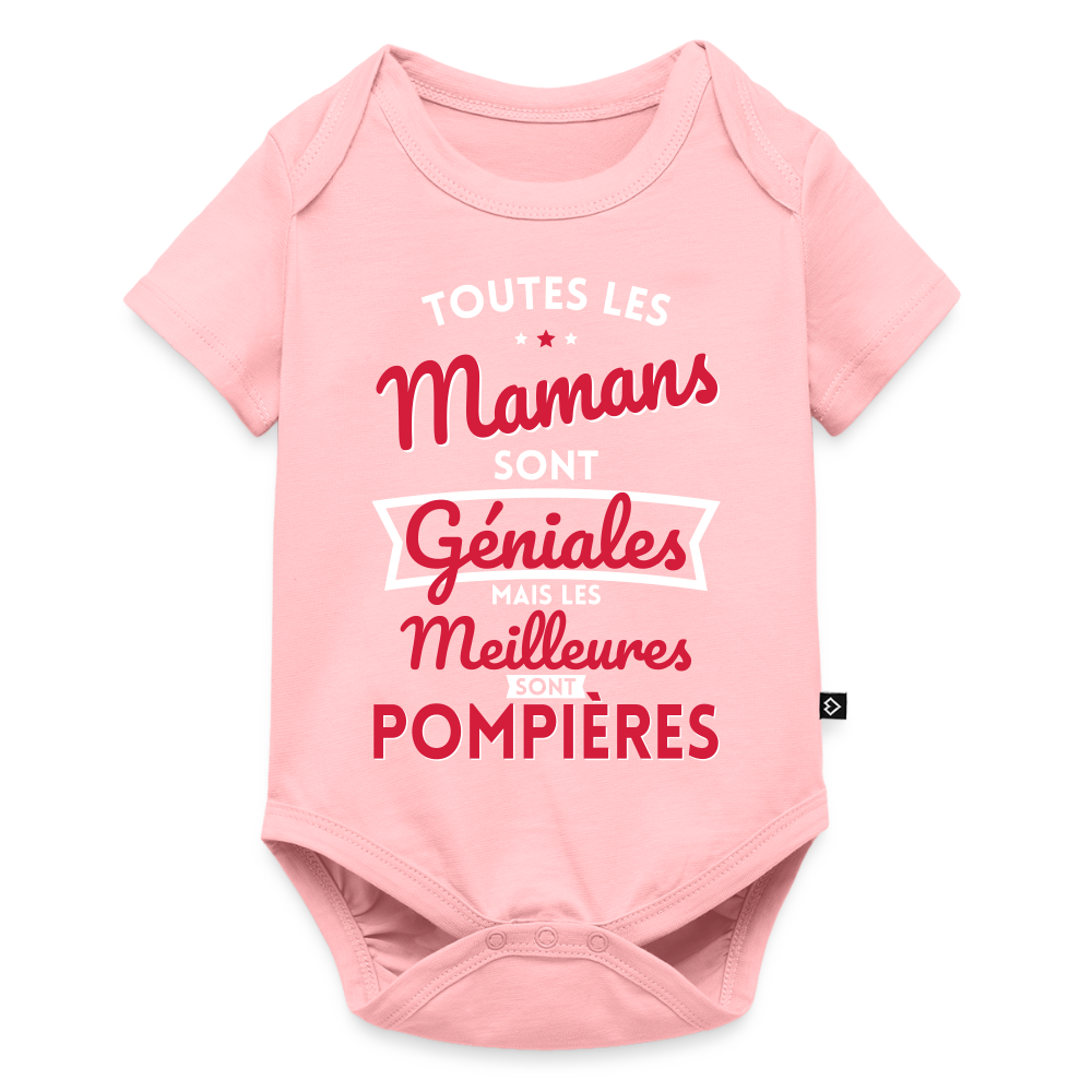 Body Bébé bio manches courtes - Mamans géniales - Les meilleures sont pompières - rose