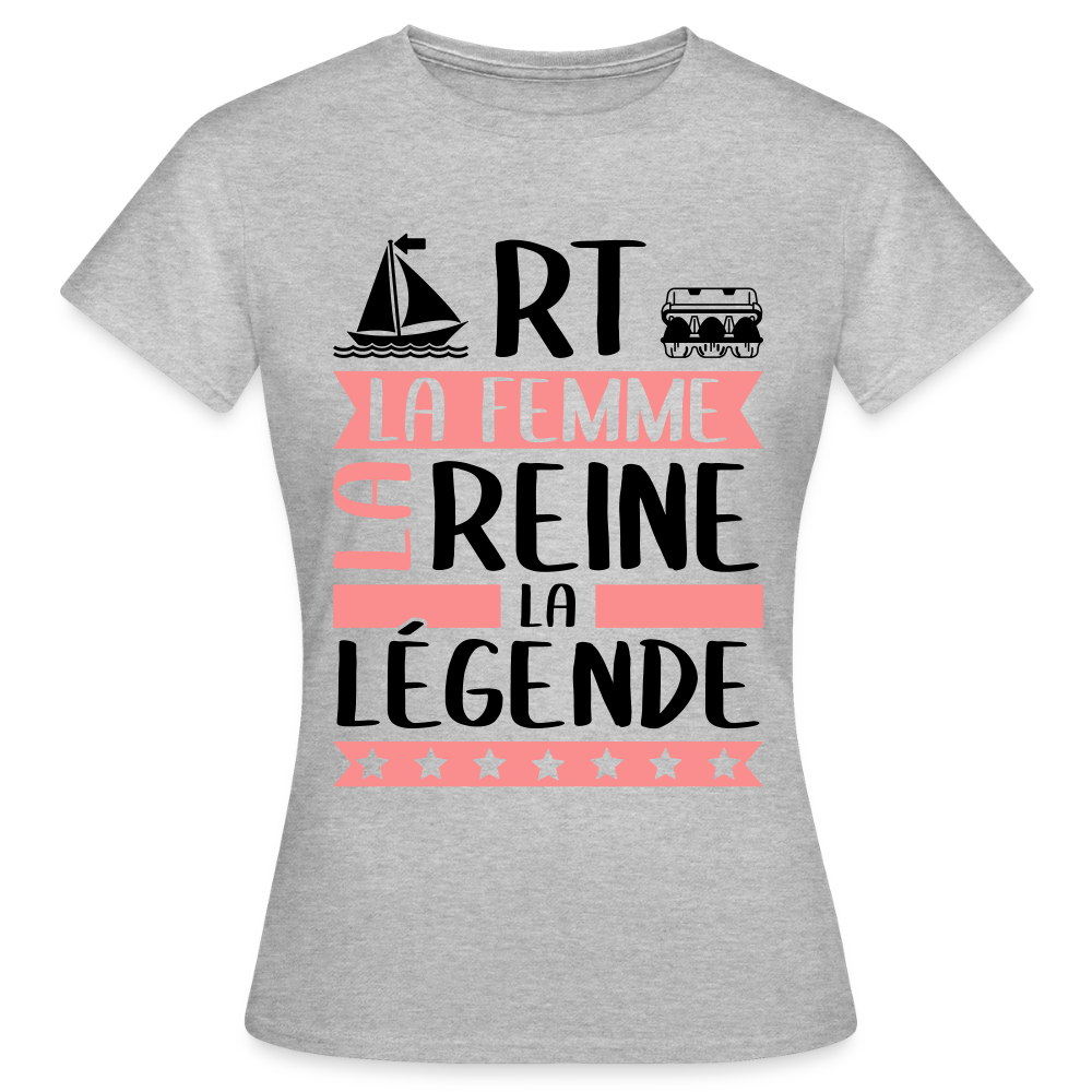 T-shirt femme coloris clair Marthe rébus – La Femme, la reine, la légende - gris chiné