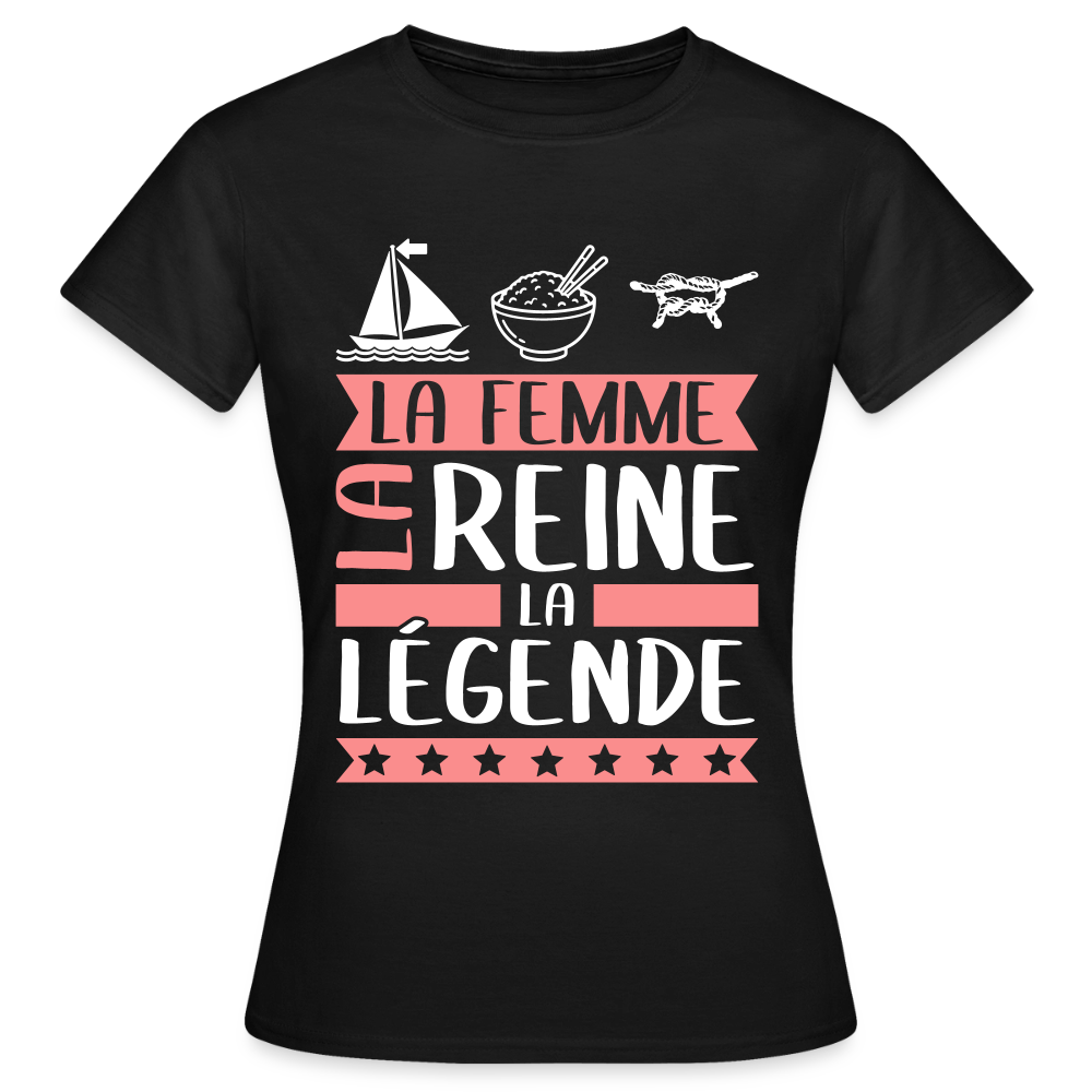 T-shirt femme Marine rébus – La femme, la reine, la légende - noir