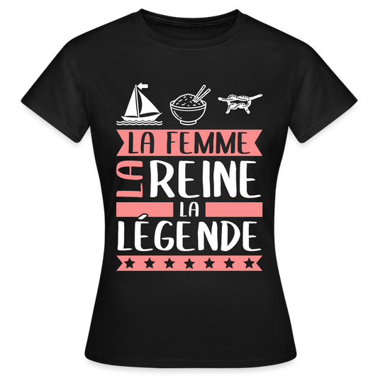 T-shirt femme Marine rébus – La femme, la reine, la légende - noir