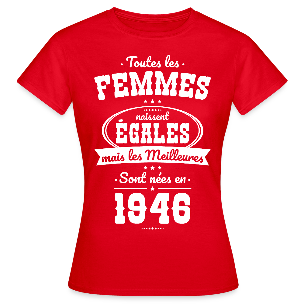T-shirt anniversaire femme 80 ans – Les meilleures sont nées en 1946 - rouge