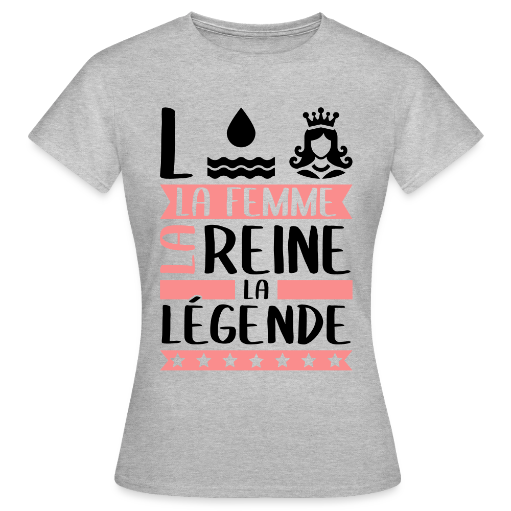 T-shirt femme coloris clair Lorraine rébus – La femme, la reine, la légende - gris chiné