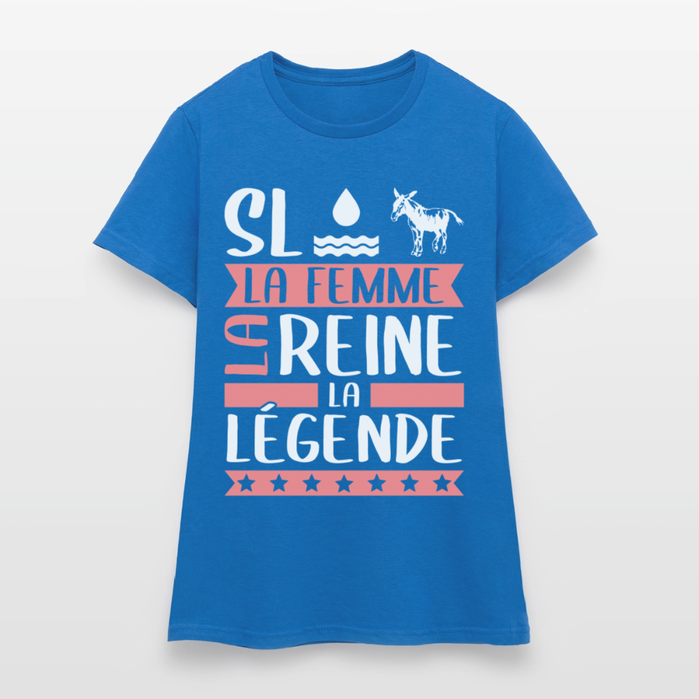 T-shirt femme Sloane rébus – La femme, la reine, la légende - bleu royal