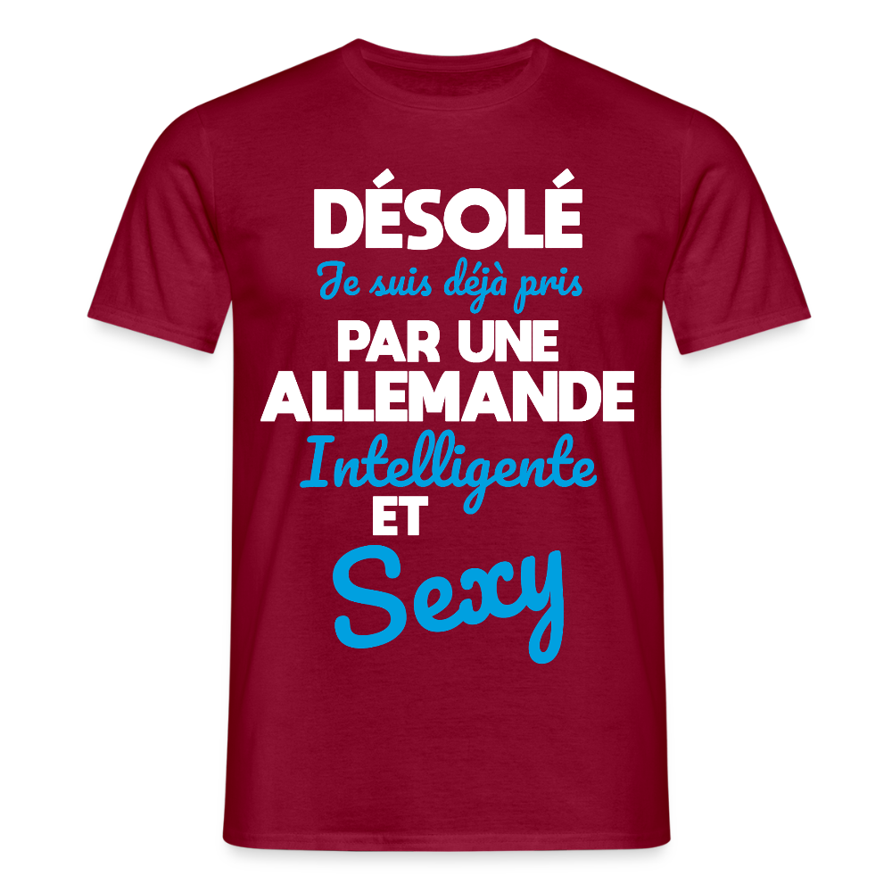 T-shirt Homme -  Je suis déjà pris par une Allemande intelligente et sexy - rouge brique