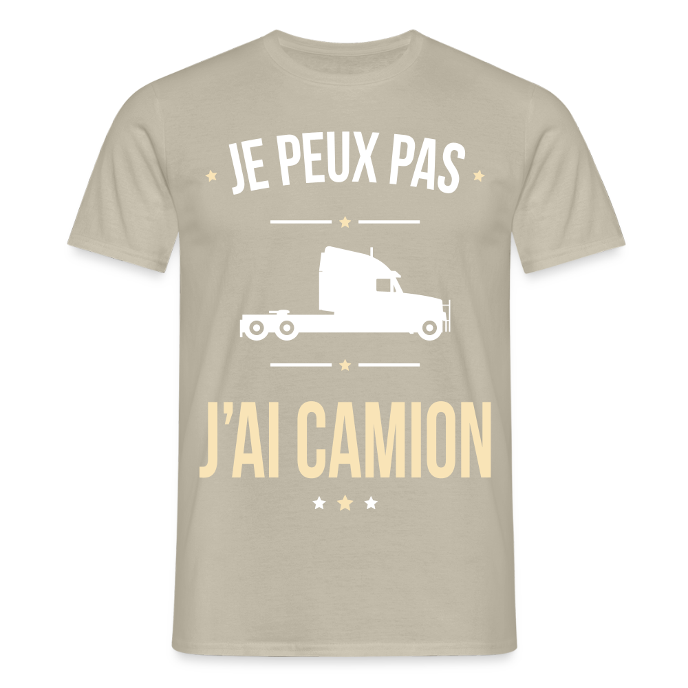 T-shirt Homme - Je peux pas j'ai Camion - beige sable