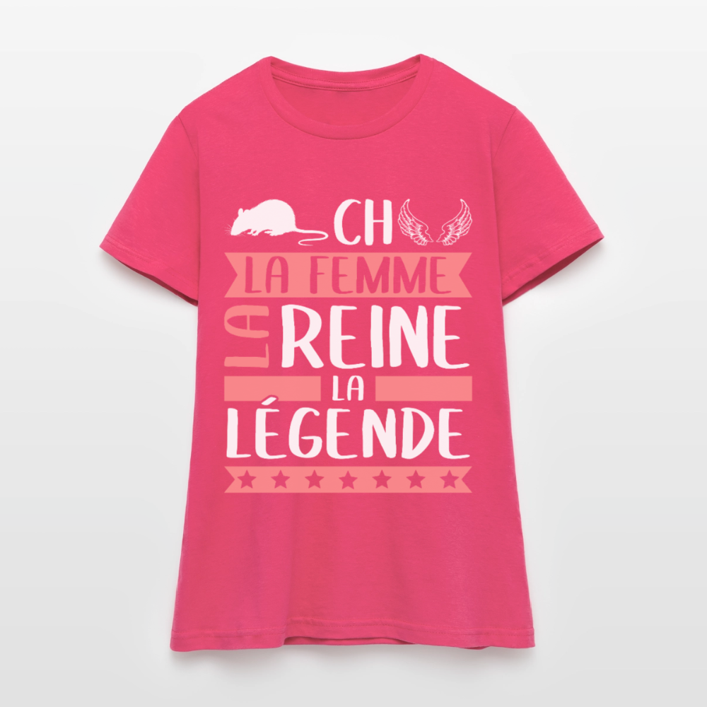 T-shirt femme Rachel rébus – La femme, la reine, la légende - rose azalée