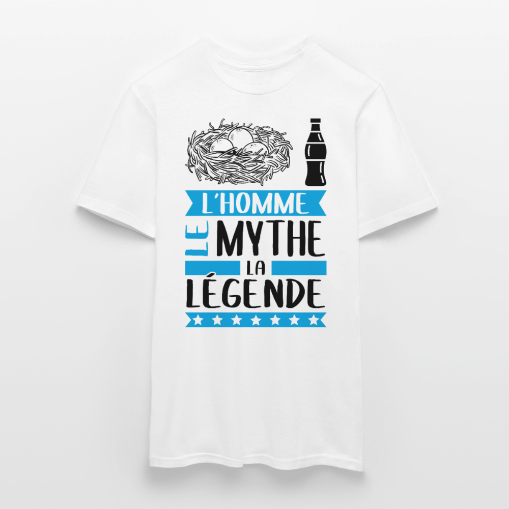 T-shirt homme coloris clair Nicolas en rébus – L’homme, le mythe, la légende - blanc