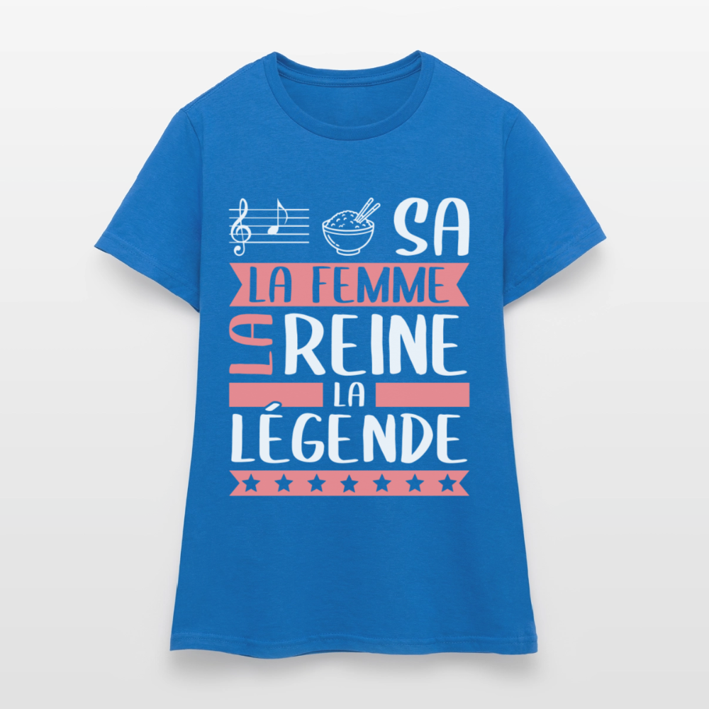 T-shirt femme Larissa rébus – La femme, la reine, la légende - bleu royal