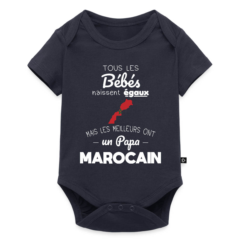 Body Bébé bio manches courtes - Les Meilleurs Ont Un Papa Marocain - bleu marine