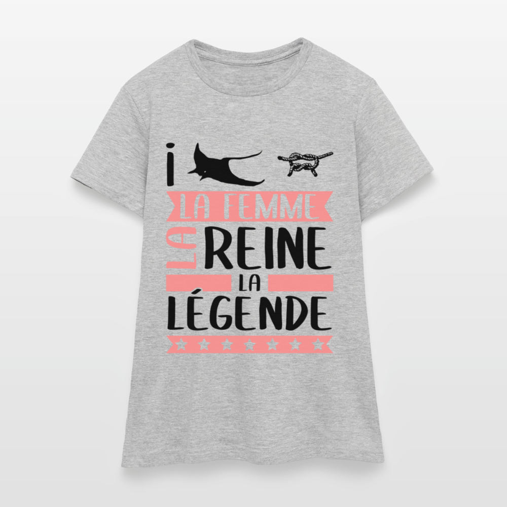 T-shirt femme coloris clair Irène rébus – La femme, la reine, la légende - gris chiné