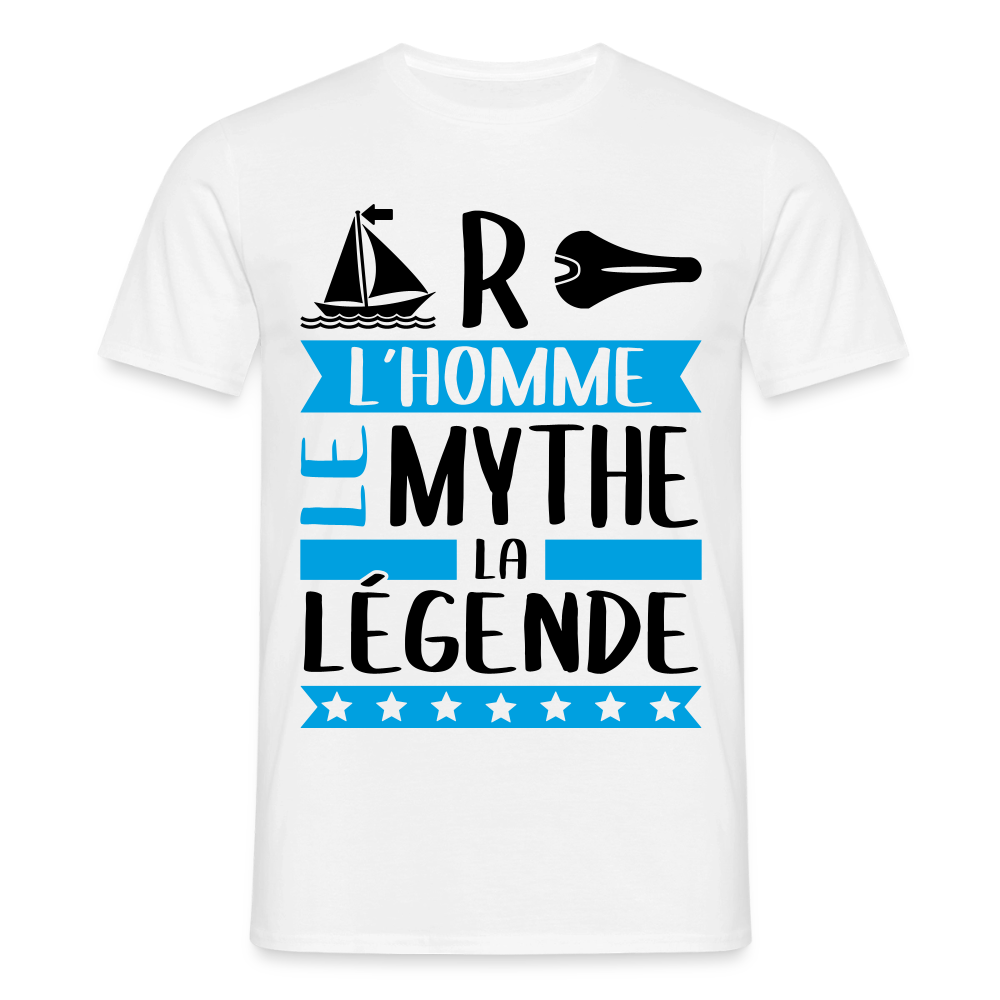 T-shirt homme coloris clair Marcel en rébus – L’homme, le mythe, la légende - blanc