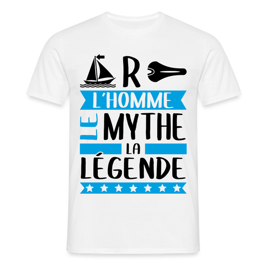 T-shirt homme coloris clair Marcel en rébus – L’homme, le mythe, la légende - blanc