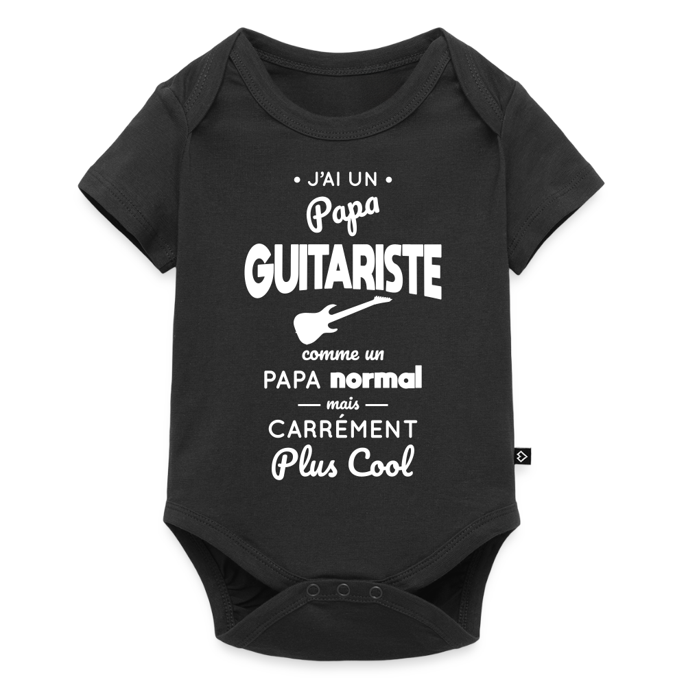 Body Bébé bio manches courtes - J'ai un papa guitariste - noir