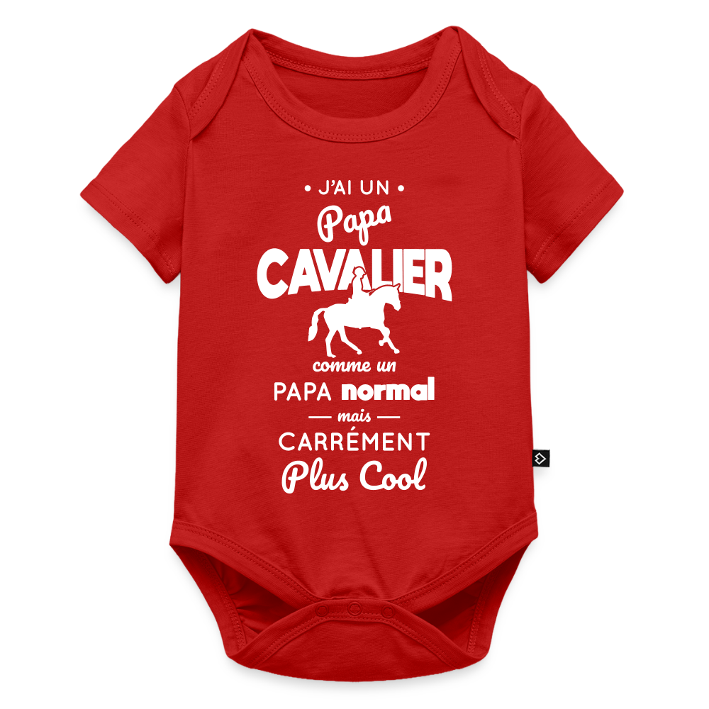 Body Bébé bio manches courtes - J'ai un papa cavalier - rouge