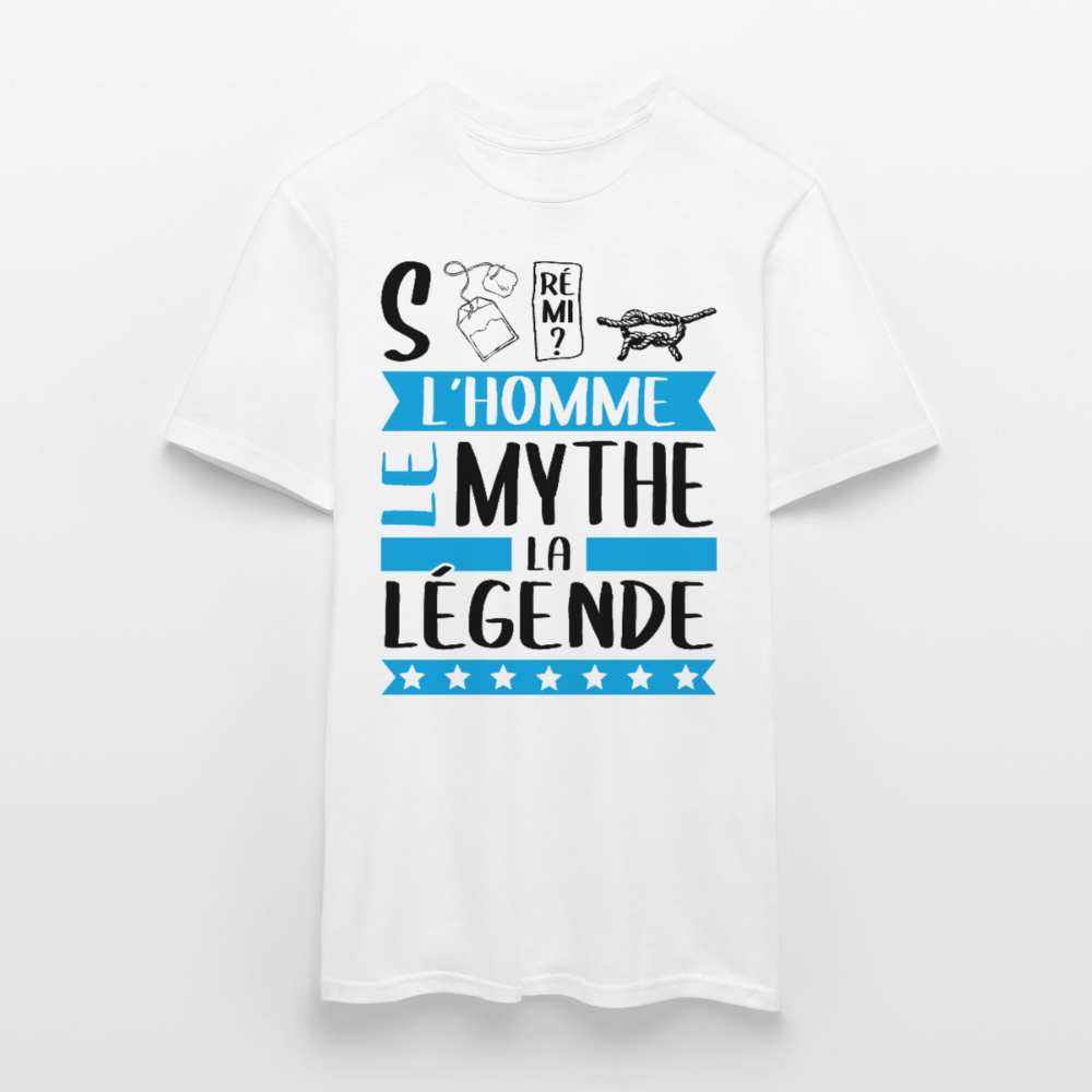 T-shirt homme coloris clair Stéphane en rébus – L’homme, le mythe, la légende - blanc