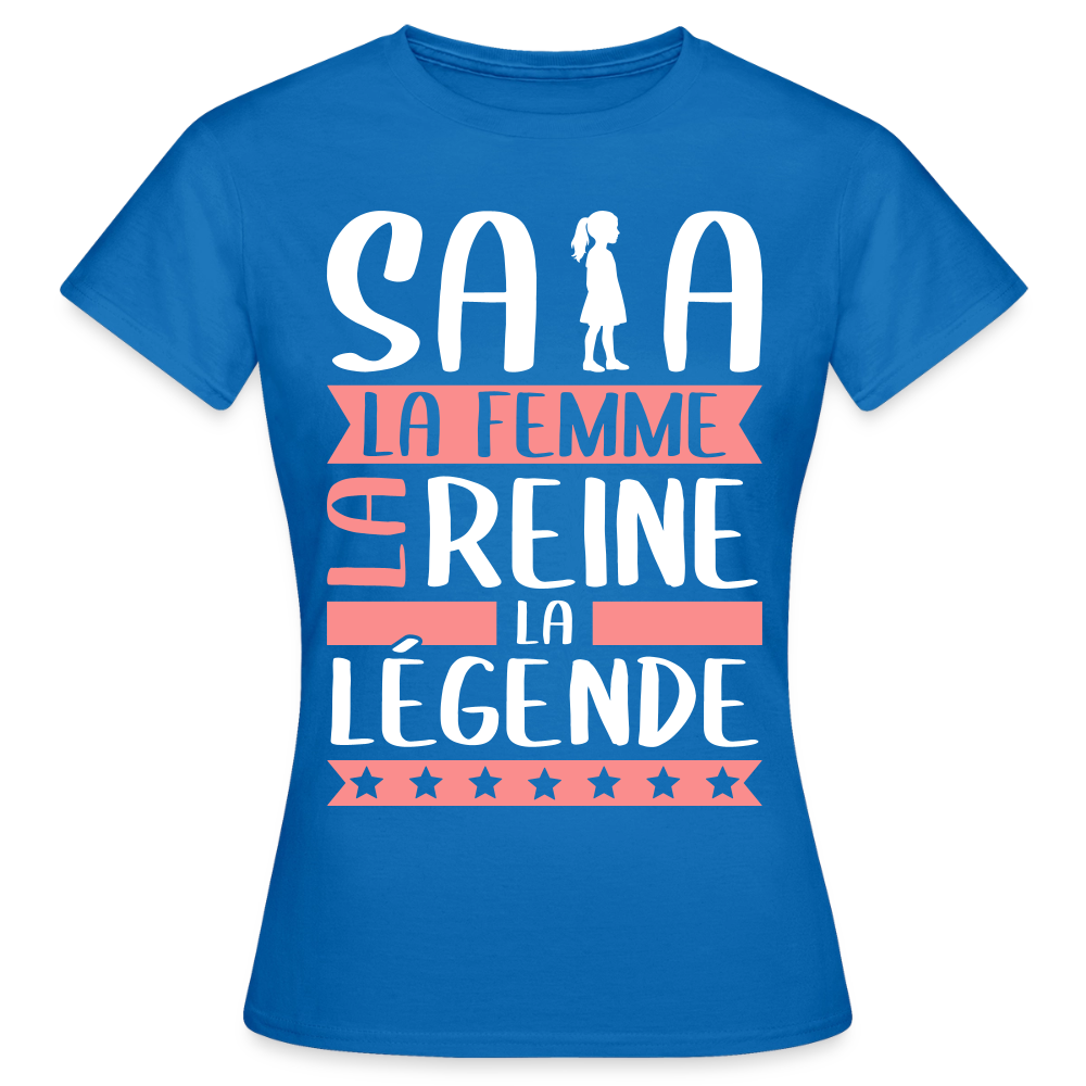T-shirt femme Safia rébus – La femme, la reine, la légende - bleu royal