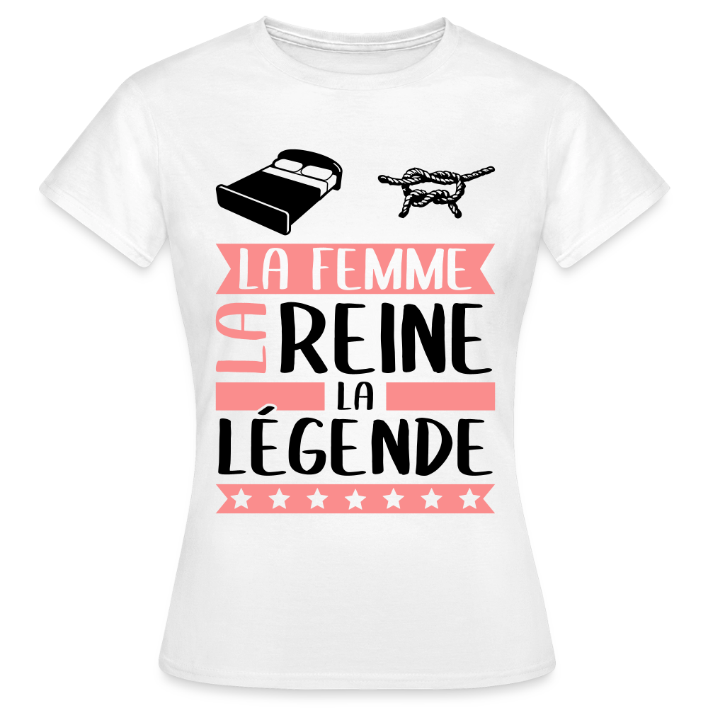 T-shirt femme coloris clair Line rébus – La femme, la reine, la légende - blanc