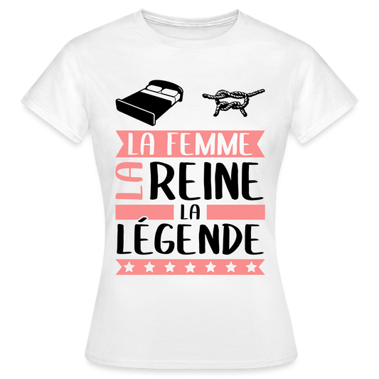 T-shirt femme coloris clair Line rébus – La femme, la reine, la légende - blanc