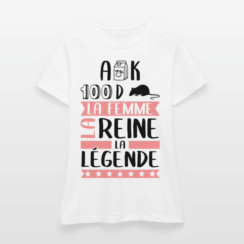 T-shirt femme coloris clair Alexandra rébus – La femme, la reine, la légende - blanc