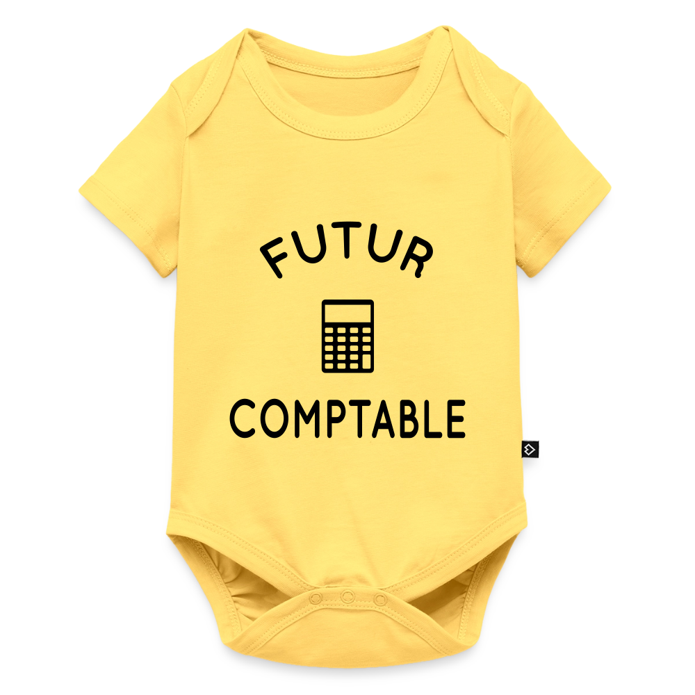 Body Bébé bio manches courtes - Futur comptable - jaune pastel