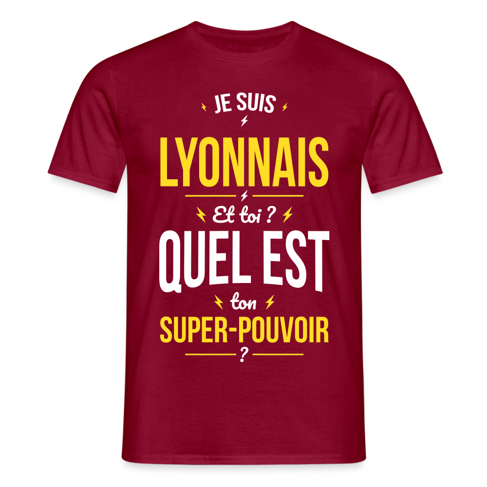 T-shirt Homme - Je suis Lyonnais - Super-pouvoir - rouge brique