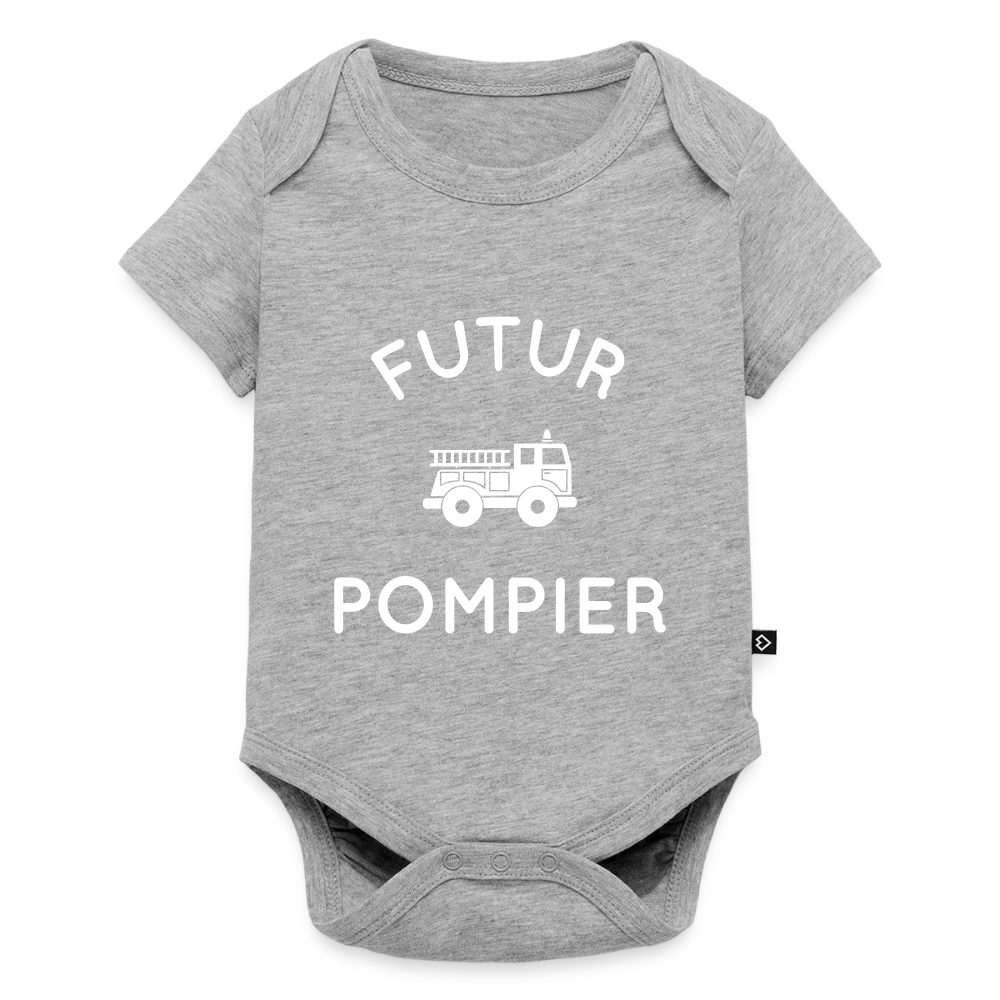 Body Bébé bio manches courtes - Futur pompier - gris chiné