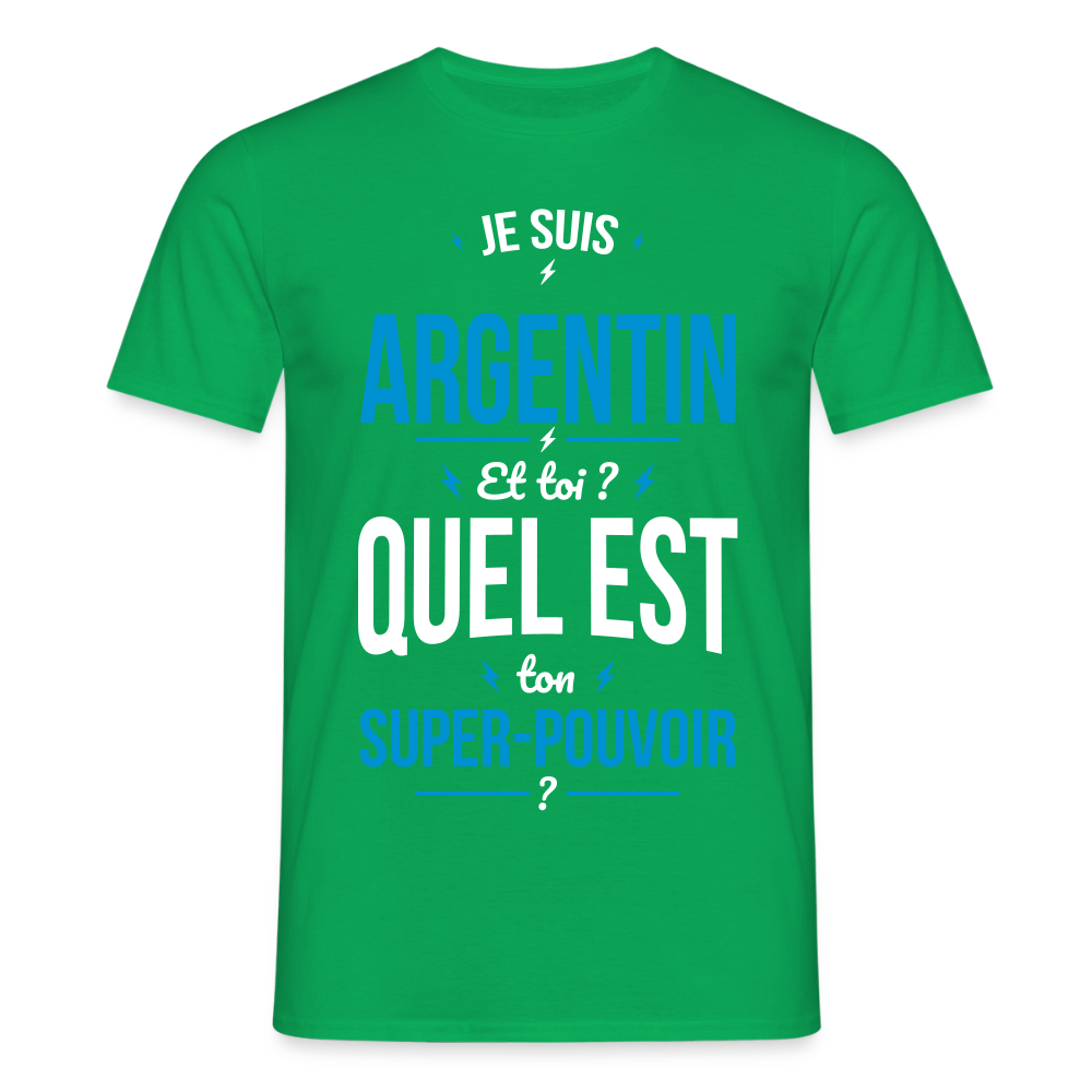 T-shirt Homme - Je suis Argentin - Super-pouvoir - vert