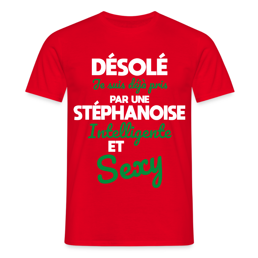 T-shirt Homme -  Je suis déjà pris par une Stéphanoise intelligente et sexy - rouge
