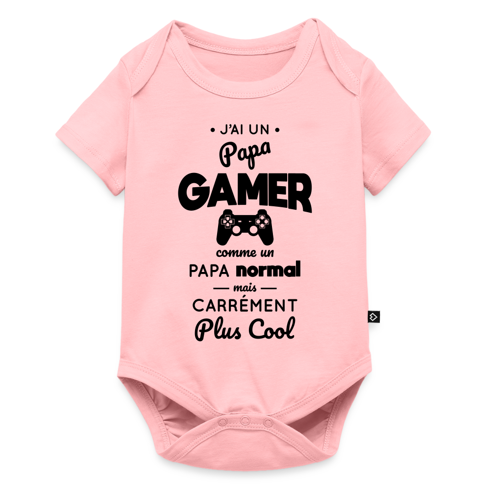 Body Bébé bio manches courtes - J'ai un papa gamer - rose