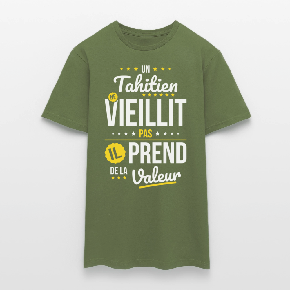 T-shirt Homme - Un Tahitien ne vieillit pas - vert militaire