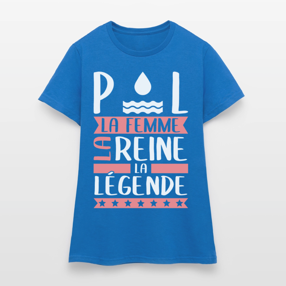 T-shirt femme Paule rébus – La femme, la reine, la légende - bleu royal
