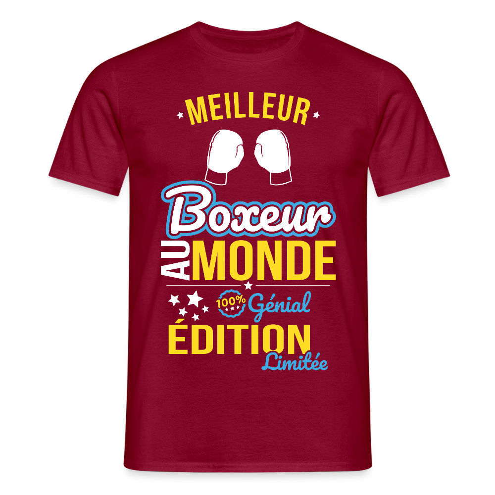 T-shirt Homme - Meilleur Boxeur au monde - 100% génial - rouge brique