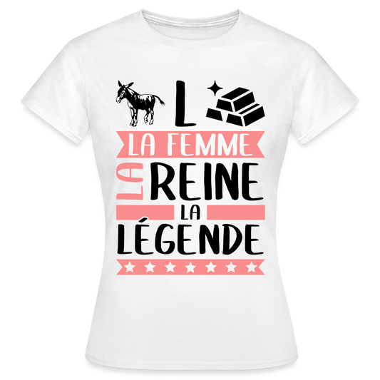 T-shirt femme coloris clair Anne-Laure rébus – La femme, la reine, la légende - blanc