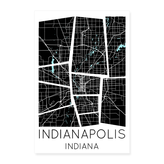 Poster Indianapolis - Plan Indianapolis - 60 x 90 cm - blanc