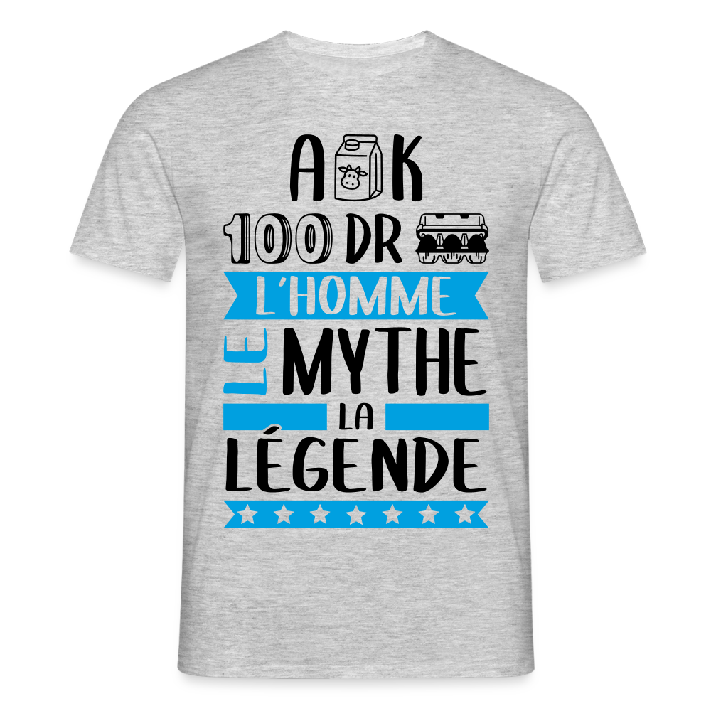 T-shirt homme coloris clair Alexandre rébus – L’homme, le mythe, la légende - gris chiné