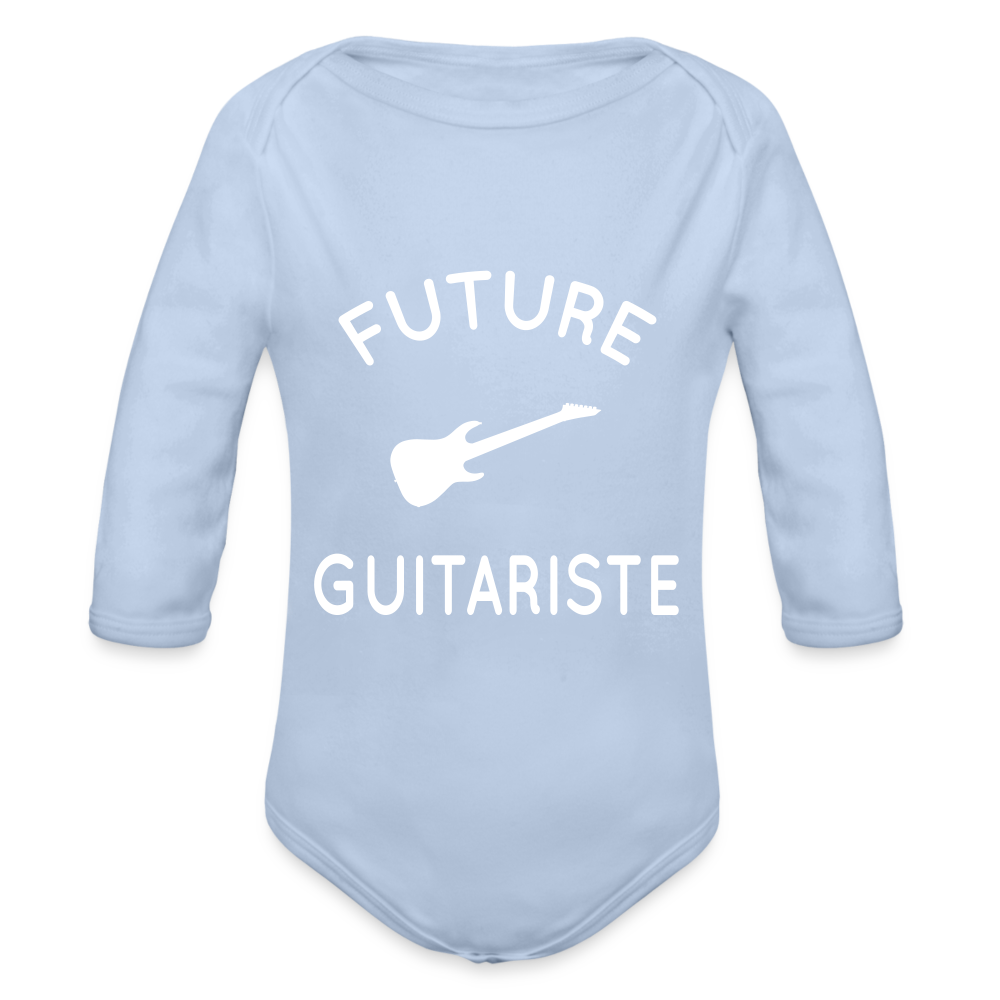 Body Bébé bio manches longues - Future guitariste - ciel