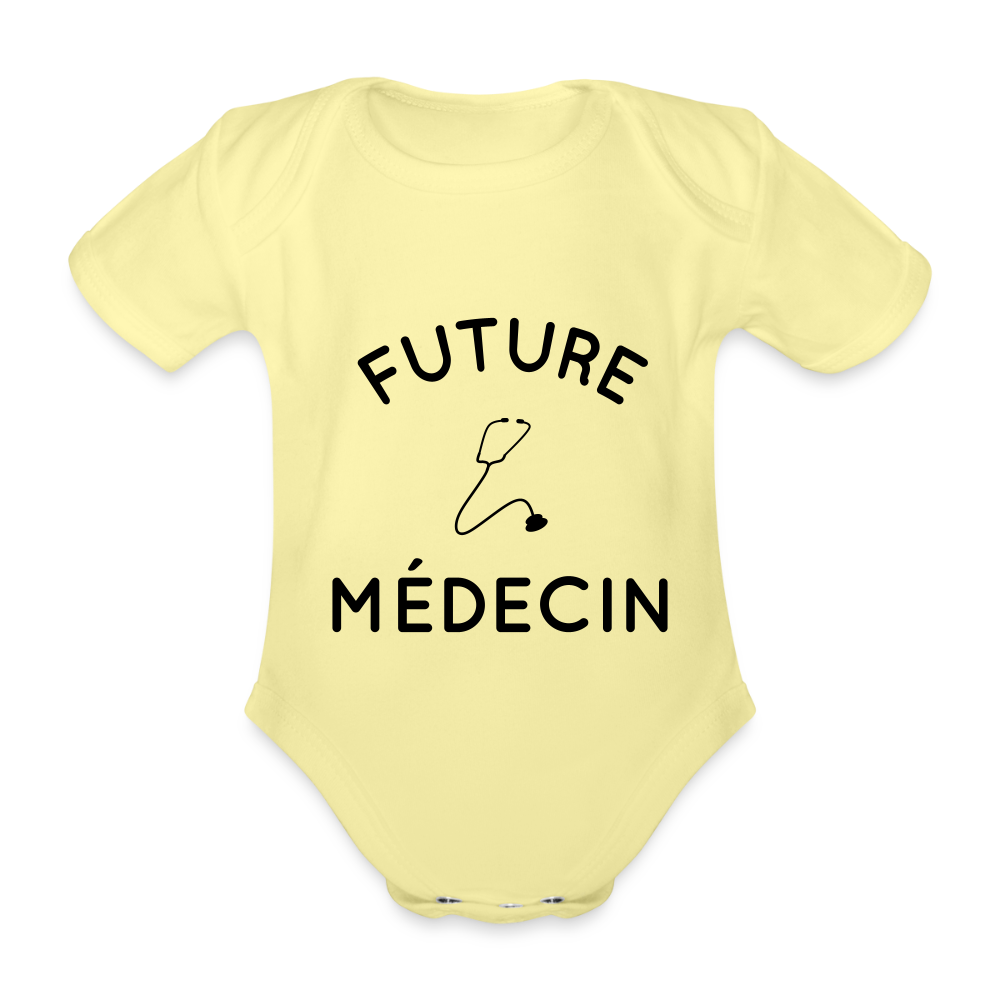 Body Bébé bio manches courtes - Future médecin - jaune délavé