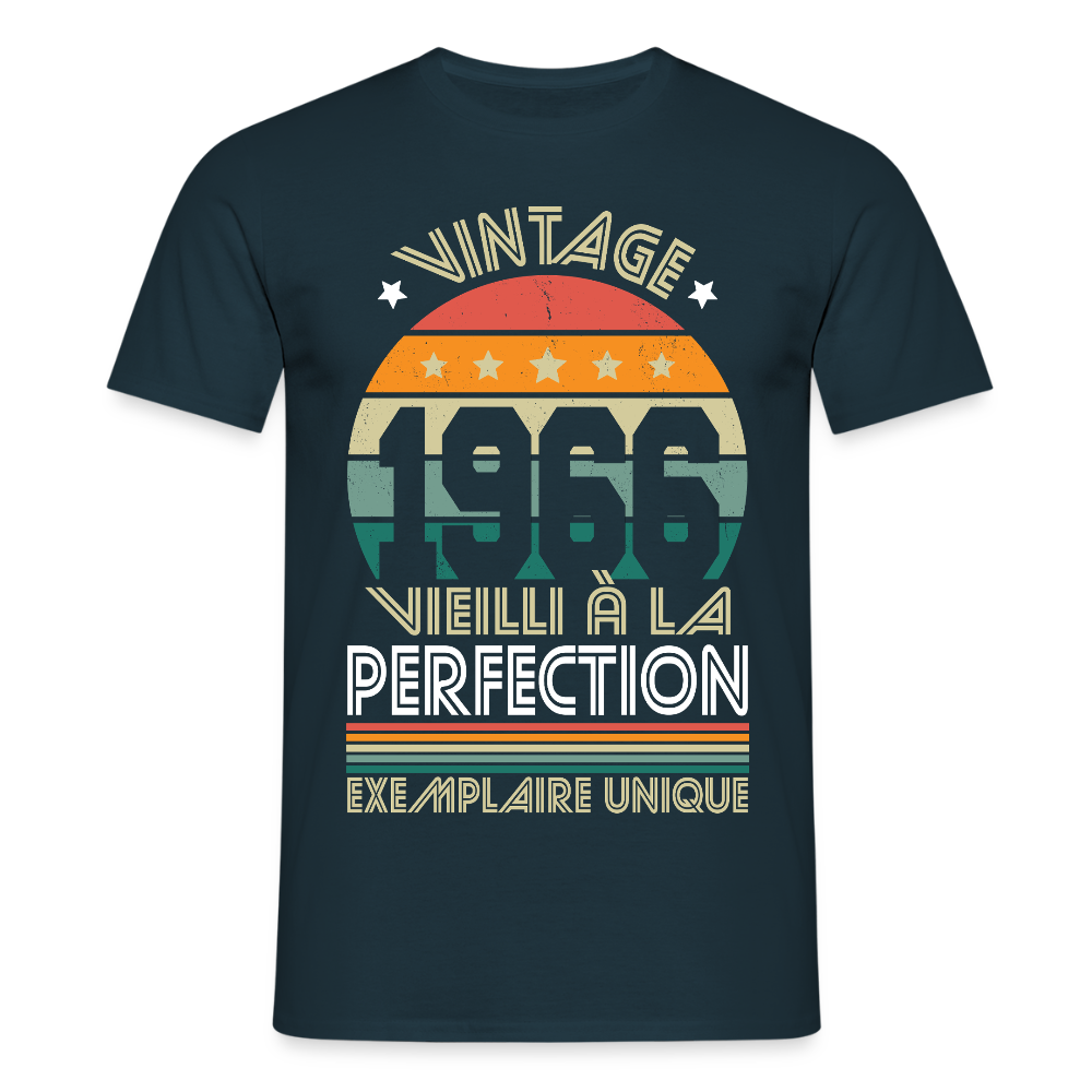T-shirt anniversaire homme 60 ans – Vintage 1966 - Exemplaire unique - marine