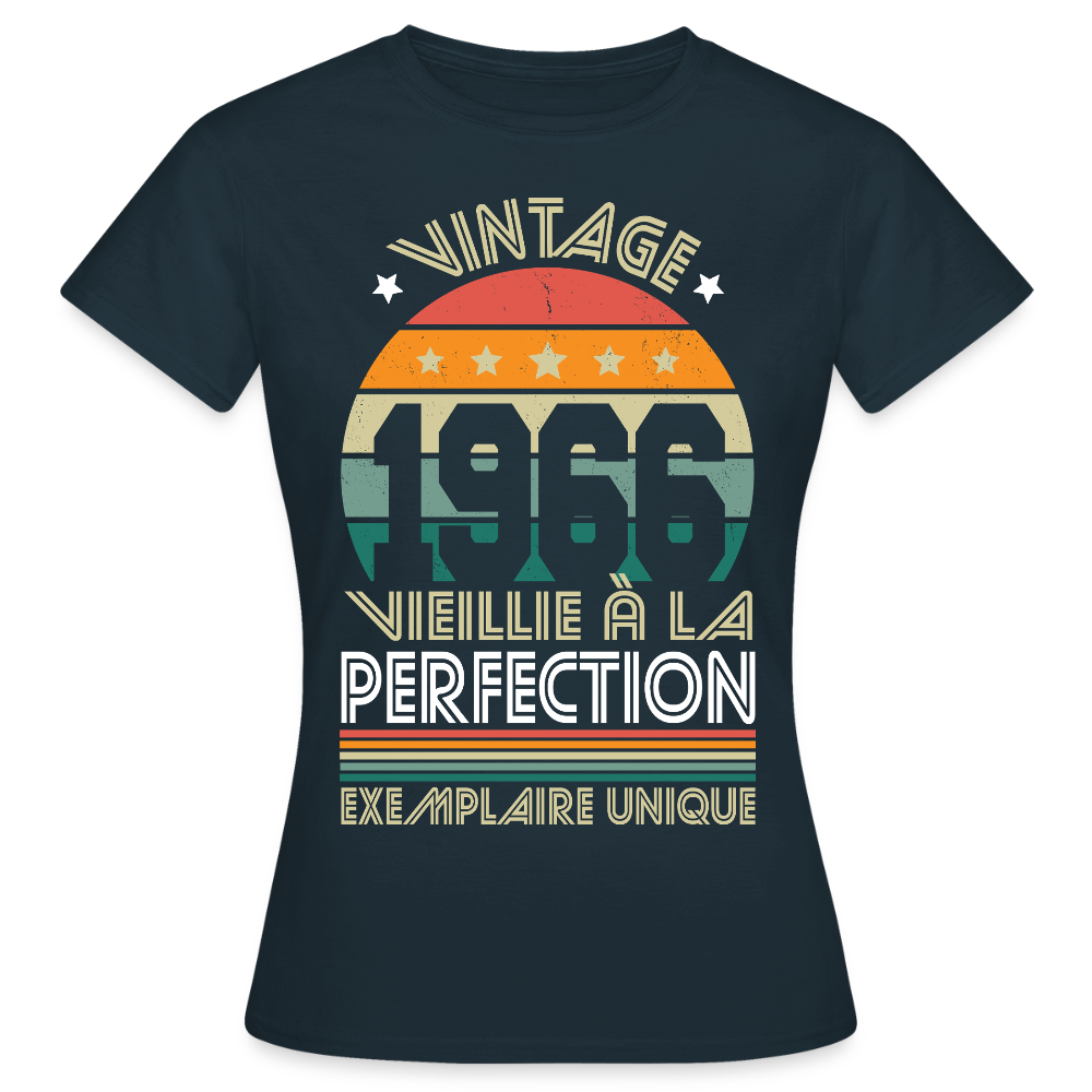 T-shirt anniversaire femme 60 ans – Vintage 1966 - Exemplaire unique - marine